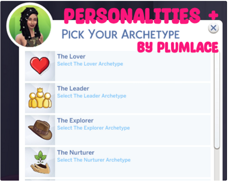 Мод Sims 4 «Типы личности Personalities» от plumlace