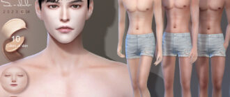 Коллекция мужских азиатских скинов от S-Club для Sims 4