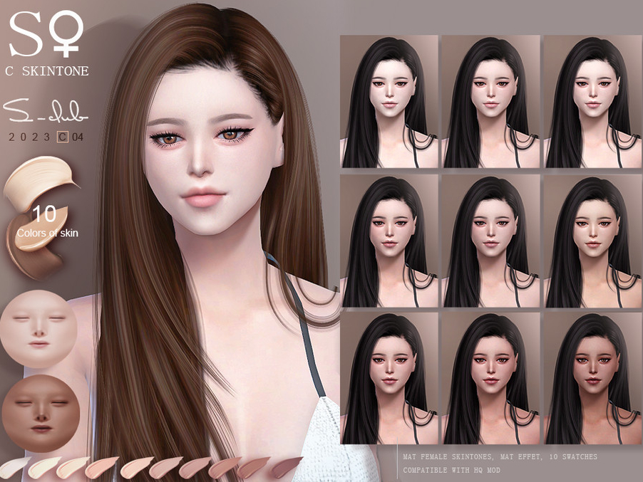 Коллекция женских азиатских скинов от S-Club для Sims 4