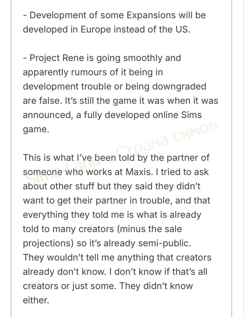 Слухи: будущее Sims 4 и Project Rene