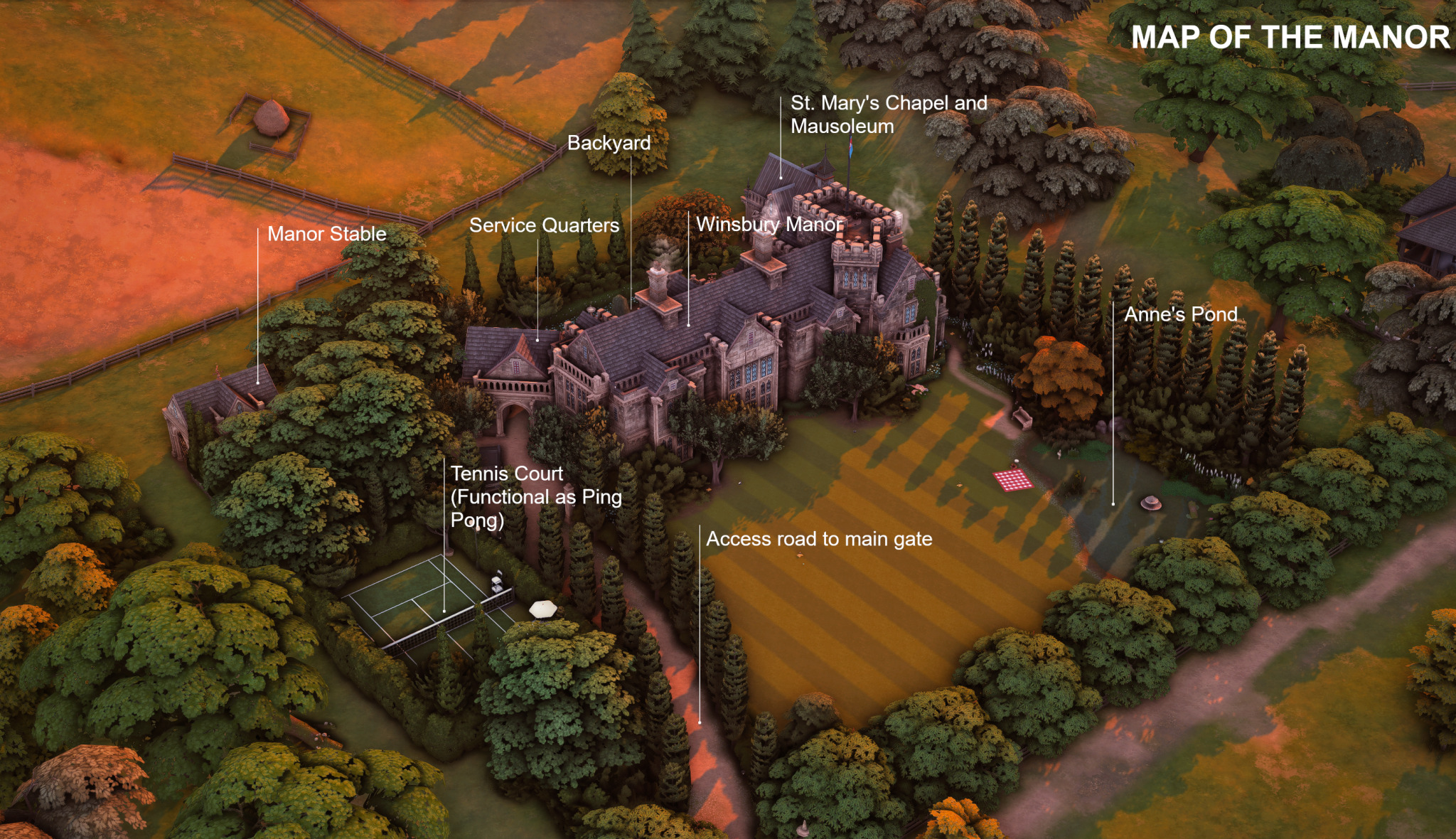Жилой дом Поместье Уинсбери в стиле Тюдоров от lesmana для Sims 4