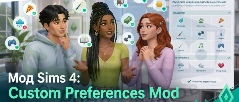 Мод Sims 4 «Настройка предпочтений» от Zerbu